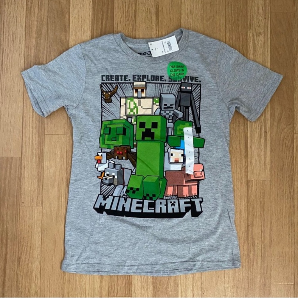 MOJANG STUDIOS Minecraft Gray Boys T-Shirt Size L NWT